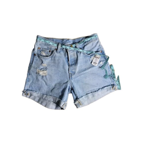 Levi's 501 Womens Size 26 / 2  Shorts  Button Fly Distressed Cuffed Denim (32) - Picture 2 of 11